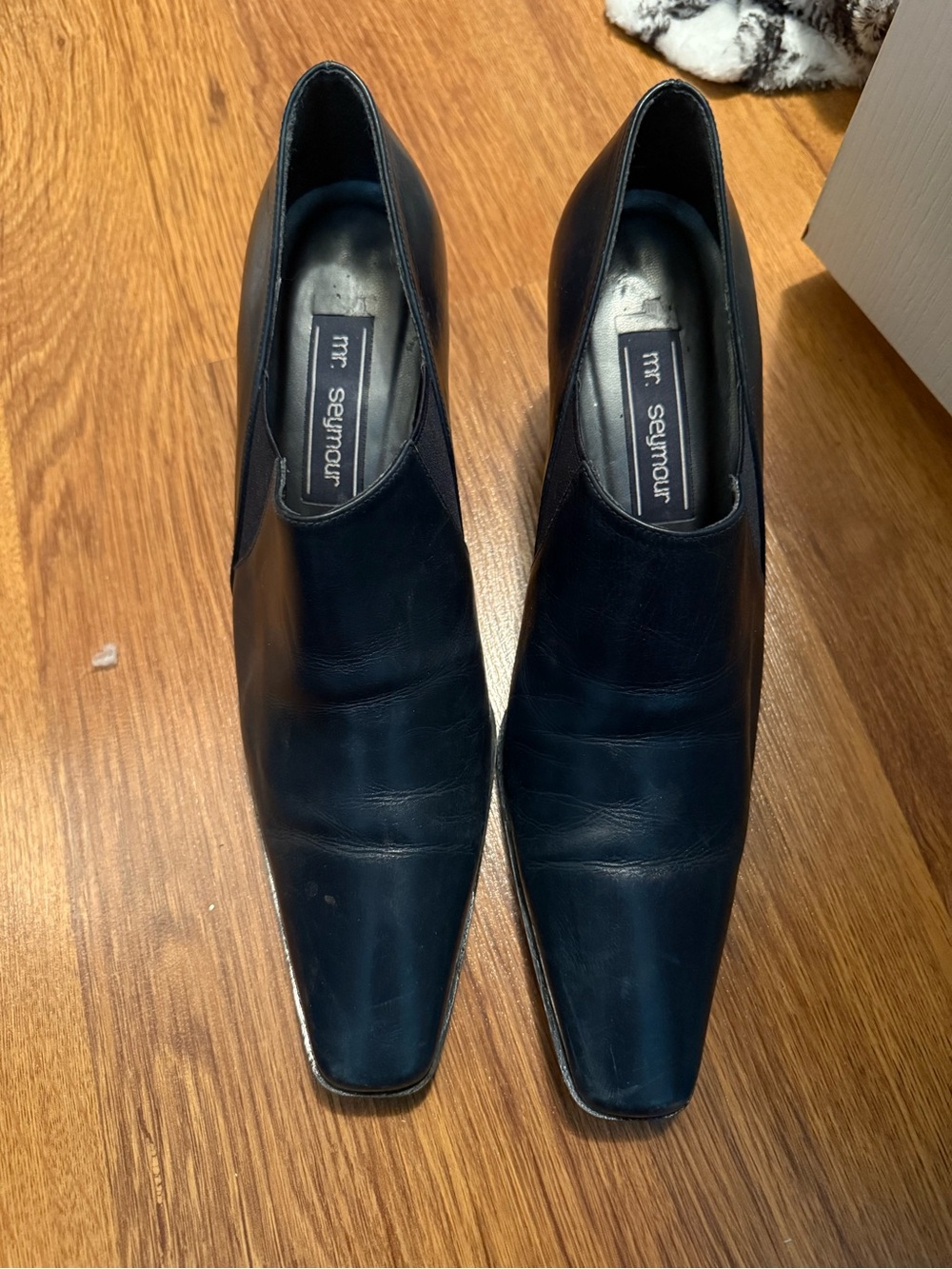 Stuart Weitzman Black Leather Pointed Toe Slip-On Heels
